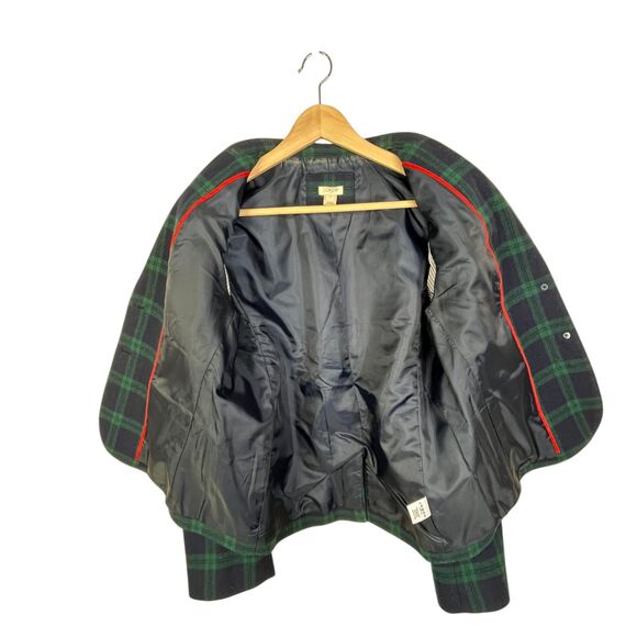 J. Crew Black Watch Plaid Schoolboy Blazer Blue Green Sz 12 Wool Blend - Picture 3 of 15
